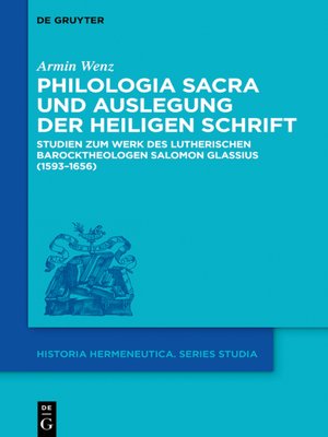 cover image of Philologia Sacra und Auslegung der Heiligen Schrift